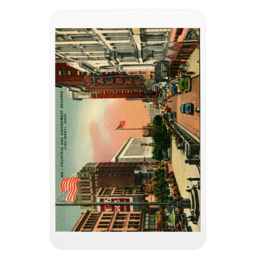 Vierkant fontein, Cincinnati,  Briefkaart Ohio Magneet (Verticaal)