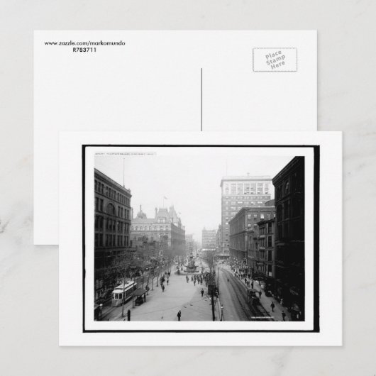 Vierkant fontein, Cincinnati, Vintage Ohio Briefkaart (Voorkant / Achterkant)