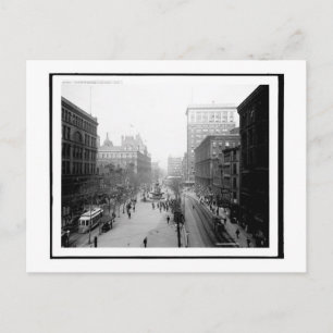 Vierkant fontein, Cincinnati, Vintage Ohio Briefkaart