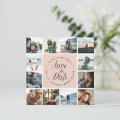 Vierkant fotocollage slaat de Kaart Datum op | Blu (Staand voorkant)