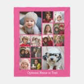 Vierkant fotocollage - tot 14 foto's Roze Fleece Deken (Voorkant)