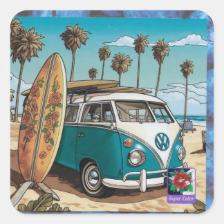 Vierkant fotowagen vierkante sticker