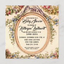 Vierkant  Franse Waterverf Rozen Bloemenwijnstok