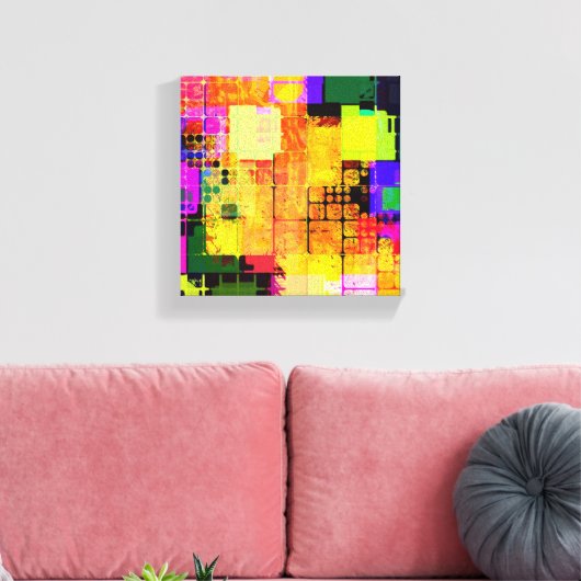 Vierkant geometrisch Multicoliseerd Abstract Canvas Afdruk (Insitu (Woonkamer))