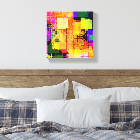 Vierkant geometrisch Multicoliseerd Abstract Canvas Afdruk (Insitu (Slaapkamer))