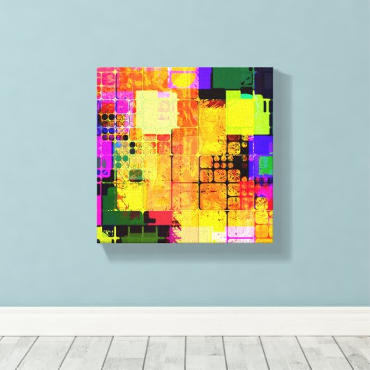 Vierkant geometrisch Multicoliseerd Abstract Canvas Afdruk (Insitu (Houten vloer))