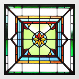 Vierkant Glas in lood AI Art Window Cling Raamsticker