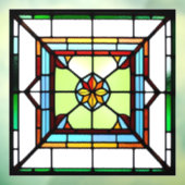 Vierkant Glas in lood AI Art Window Cling Raamsticker (Vel 3)