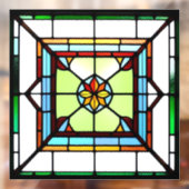 Vierkant Glas in lood AI Art Window Cling Raamsticker (Vel 2)