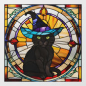 Vierkant Glas in lood Zwarte Cat Halloween Decor Raamsticker (Vel)