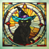 Vierkant Glas in lood Zwarte Cat Halloween Decor Raamsticker (Vel 3)