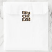 Vierkant Goud BROOKLYN Sticker Afdruk (Tas)