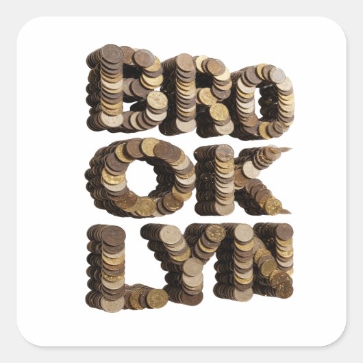 Vierkant Goud BROOKLYN Sticker Afdruk (Voorkant)