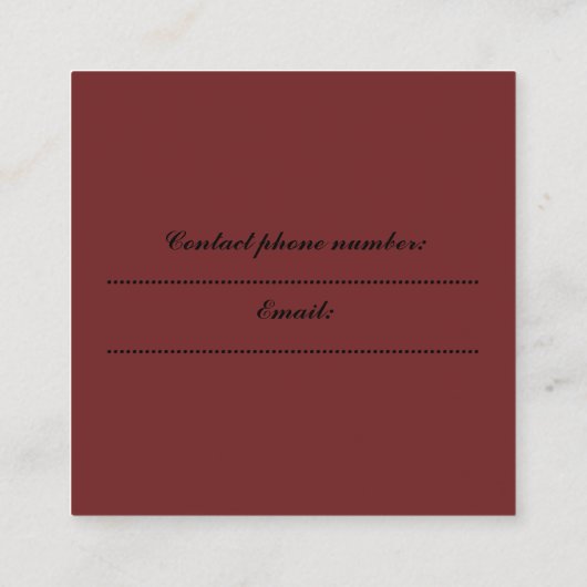 Vierkant groottevisitekaartje vierkante visitekaartje (Achterkant)