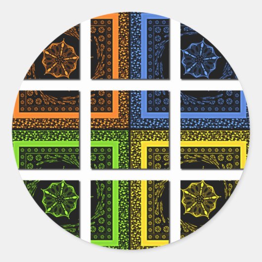 Vierkant in een doos ronde sticker (Voorkant)