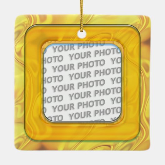 Vierkant in vierkant Lijst gekleurd IV + uw foto Keramisch Ornament (Achterkant)