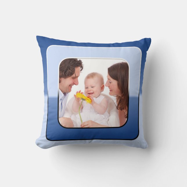 Vierkant in vierkant Lijst gekleurd V + uw foto Kussen (Voorkant)