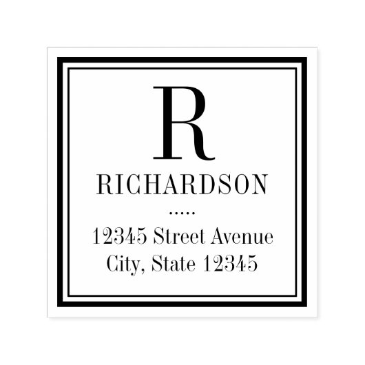 Vierkant Initiaal retour adres Zelfinkting stempel (Design)