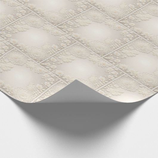 Vierkant ivoor borduurwerk ontwerp cadeaupapier (Hoek)