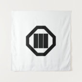 Vierkant Kanji-teken voor drie in Oshiki Wandkleed (Voorkant (horizontaal))