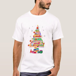 Vierkant kerstbibliotheek t-shirt