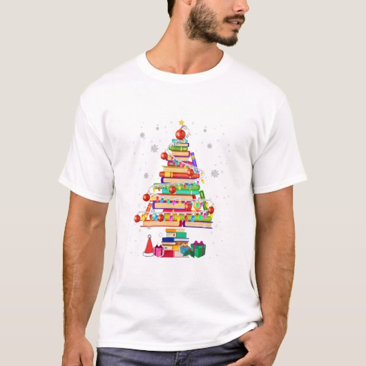 Vierkant kerstbibliotheek t-shirt (Voorkant)