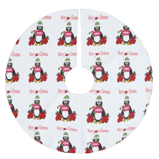Vierkant kerstboomrokken Penguin Boxing Pow Kerstboom Rok (Voorkant)