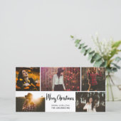 Vierkant kerstcadeaubericht na vijf foto's feestdagenkaart (Staand voorkant)