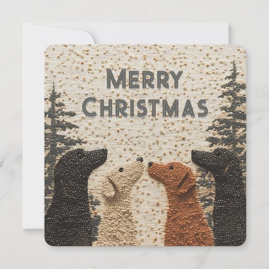 Vierkant Kerstkaart Cute Labrador Honden (Voorkant)