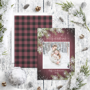 Vierkant kerstscript Rustic Burgundy Foto