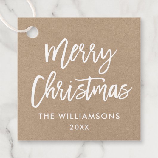 Vierkant kerstvierkant met modern penseelscript bedankjes labels (Voorkant)