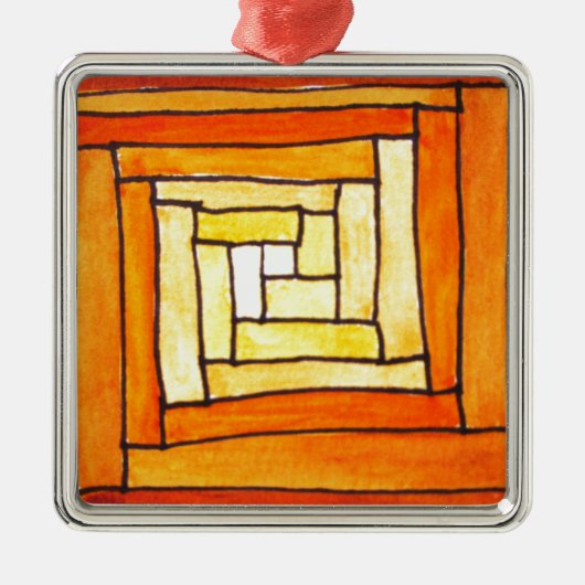 vierkant Kunstdecogeel retropatroon Metalen Ornament (Voorkant)