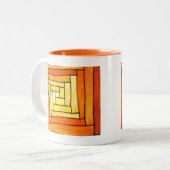 vierkant Kunstdecogeel retropatroon Tweekleurige Koffiemok (Voorkant links)