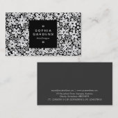 Vierkant label 01a - Vloerpatroon - Wit op zwart (Voorkant / Achterkant)