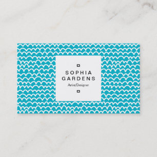 Vierkant label 03a - Golvend - Wit Aqua Blauw 00b2