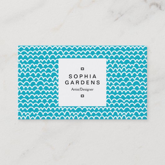 Vierkant label 03a - Golvend - Wit Aqua Blauw 00b2 (Voorkant)