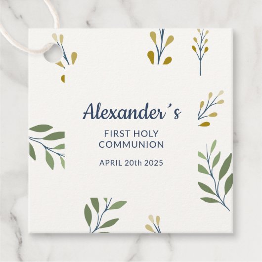 Vierkant Label - Custom Communion Botanische Patro (Voorkant)