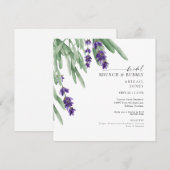 Vierkant Lavendel Bruidsbrunch & Mousserende Wijn Kaart (Voorkant / Achterkant)