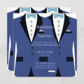 Vierkant licht blauw en wit gay bruiloft uitnodigi kaart (Voorkant / Achterkant)