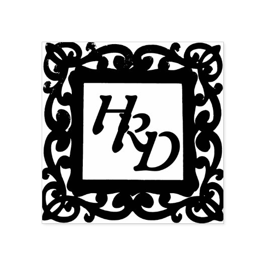 Vierkant Lijst Monogram Rubberstempel (Afrduk)