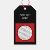 Vierkant Lijst rood + uw foto, tekst en achtergron Cadeaulabel (Voorkant)