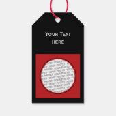 Vierkant Lijst rood + uw foto, tekst en achtergron Cadeaulabel (Achterkant)