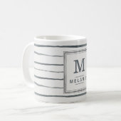 Vierkant Lijst Waterverf Stripes Aangepaste naam Koffiemok (Voorkant links)