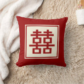 Vierkant logo dubbel geluk Chinees huwelijk Kussen (Deken)