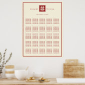 Vierkant logo dubbel geluk Chinese bruiloft Poster (Keuken)