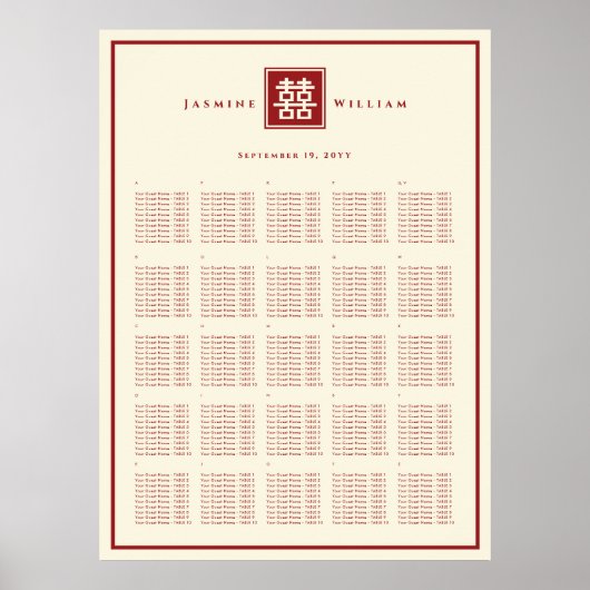 Vierkant logo dubbel geluk Chinese bruiloft Poster (Voorkant)