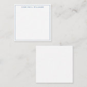 Vierkant marineblauw, eenvoudig, modern, dun vierk notitiekaartje (Voorkant / Achterkant)