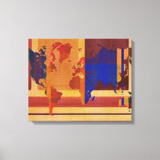 Vierkant met lijnen Wereldkaart Canvas Afdruk (Voorkant)