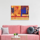 Vierkant met lijnen Wereldkaart Canvas Afdruk (Insitu (Woonkamer))