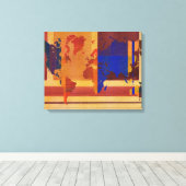 Vierkant met lijnen Wereldkaart Canvas Afdruk (Insitu (Houten vloer))